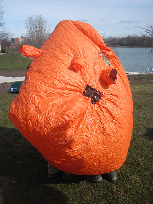 Large orange garbage bag